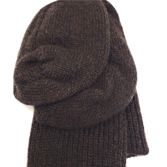 Mens Ribbed 81% Cashmere Mid Calf Socks 10-13 Warm Cozy Garnet Hill Brown Marl - Picture 6 of 7